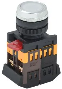 Кнопка ABLFS-22 белый d=22мм неон/240В 1з+1р IEK BBT30-ABLFS-K01