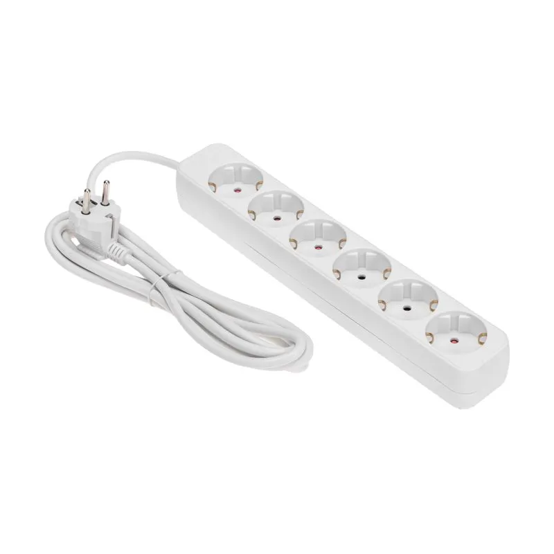 Удлинитель STANDARD 6 гнезд, 3м, 3х1,0мм², с/з, белый REXANT - Фото 2