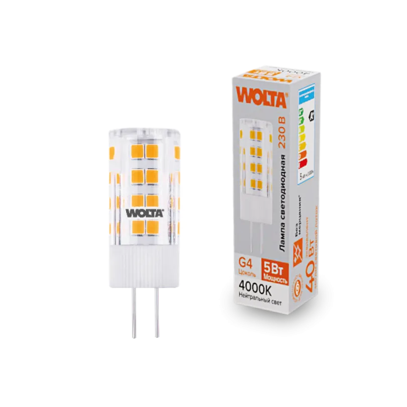 Светодиодная лампа WOLTA WSTD-JC-220V5W4KG4-C 5Вт 4000K G4