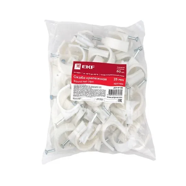 Скоба крепежная круглая (25мм.) (50шт.) EKF - Фото 2