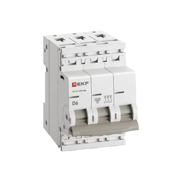 Авт. выкл. ВА 47-63N MA 3P 6А (C) 6кА без тепл. расцепит. PROXIMA EKF - Фото 2