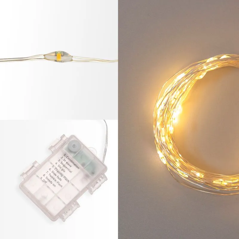 Гирлянда Роса 20м, 200LED, теплый белый, IP44, на батарейках 3хАА, с пультом 8 режимов NEON-NIGHT - Фото 2