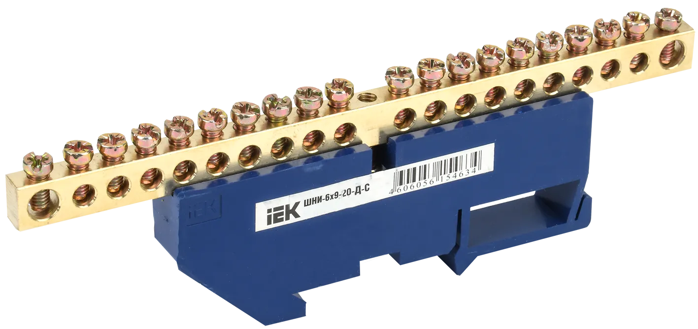 Шина N "ноль" на DIN-изол ШНИ-6х9-20-Д-С IEK