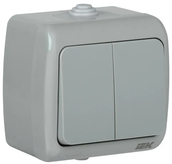 AQUATIC Выключатель 2-клавишный для открытой установки 10А IP54 ВС-20-2-0-А IEK EVA20-K03-10-54
