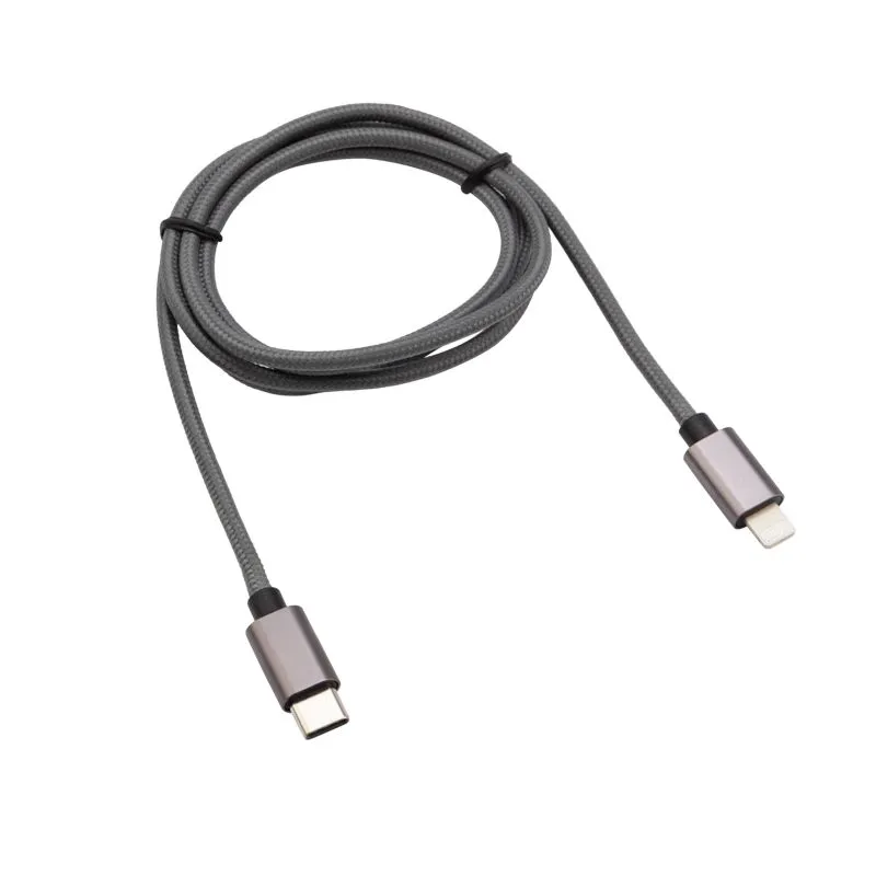 Кабель Type-C – Lightning для Apple, 2,4A 1 м, в нейлоновой графитовой оплетке, Power Delivery REXANT - Фото 2