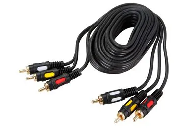 Шнур 3 RCA - 3 RCA, 1,5м, черный, Gold REXANT - Фото 2
