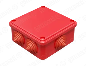 Коробка распаячная для о/п 100х100х50мм IP55 (48шт) КРАСНАЯ 6 гермовводов GE41234-06