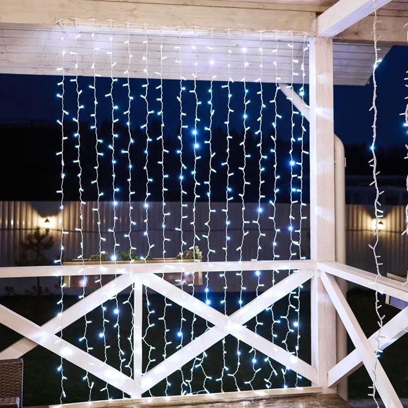 Гирлянда светодиодная Занавес 2х3м 448 LED БЕЛЫЙ прозрачный ПВХ IP65 эффект мерцания 230В нужен блок 303-500-1 NEON-NIGHT - Фото 3