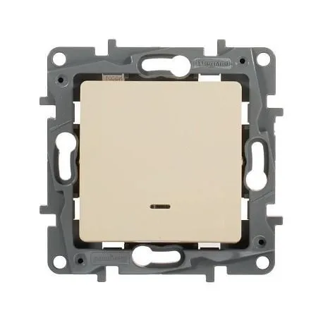 ETIKA Выключатель 1-клавишный с подсветкой/индикацией схема 1L 10АХ безвинтовые зажимы слоновая кость - Фото 2