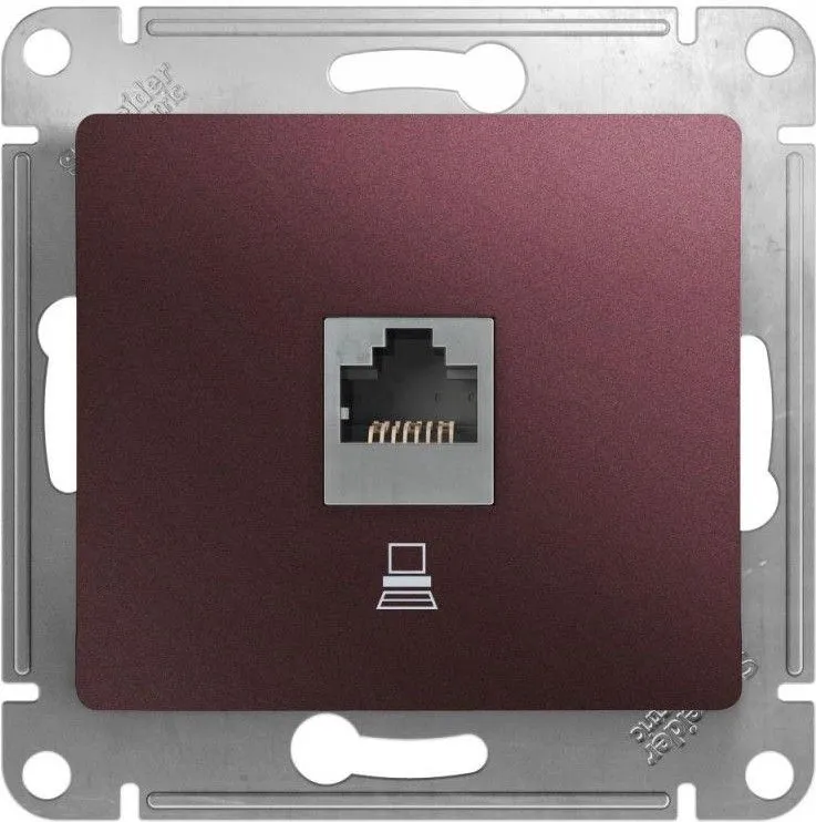 Розетка компьютерная 1-м Glossa RJ45 кат.5E механизм баклажан. SE GSL001181K