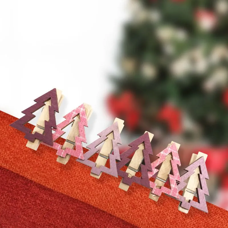 Деревянные прищепки Елочки 14,5x4,5x1,6 cм, 6 шт, розовые NEON-NIGHT - Фото 3