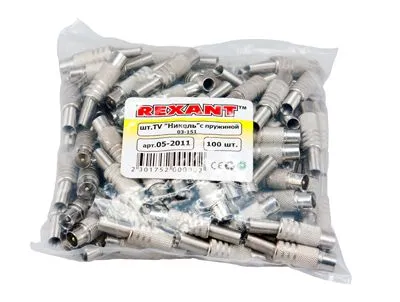 TV-разъем штекер никелированный c пружиной REXANT - Фото 2