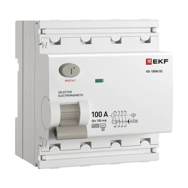 ВДТ ВД-100N (S) 4P 100А 100мА AC эл-мех 6кА PROXIMA EKF
