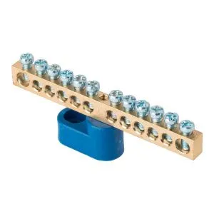 Шина "0" N (6x9мм) 12 отв. латунь синий угловой изолятор EKF sn0-63-12-1