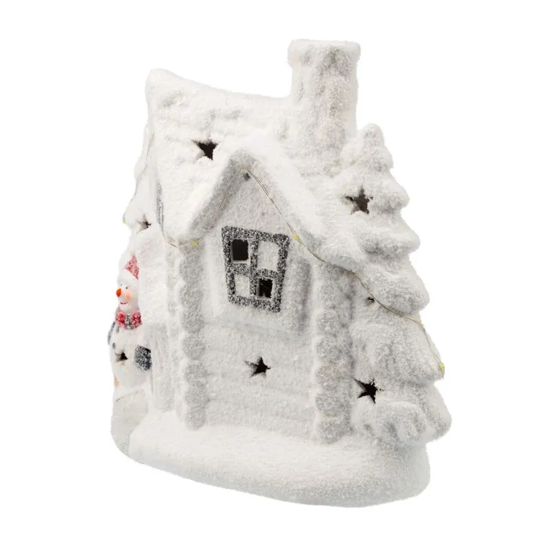 Керамическая фигурка Домик со снеговиком 26,2х9,5х23,3 см - Фото 5