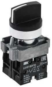 Переключатель LA167-BDF33 на 3 положения 2з черный IEK BSW20-BDF33-4-24-67-3-K02