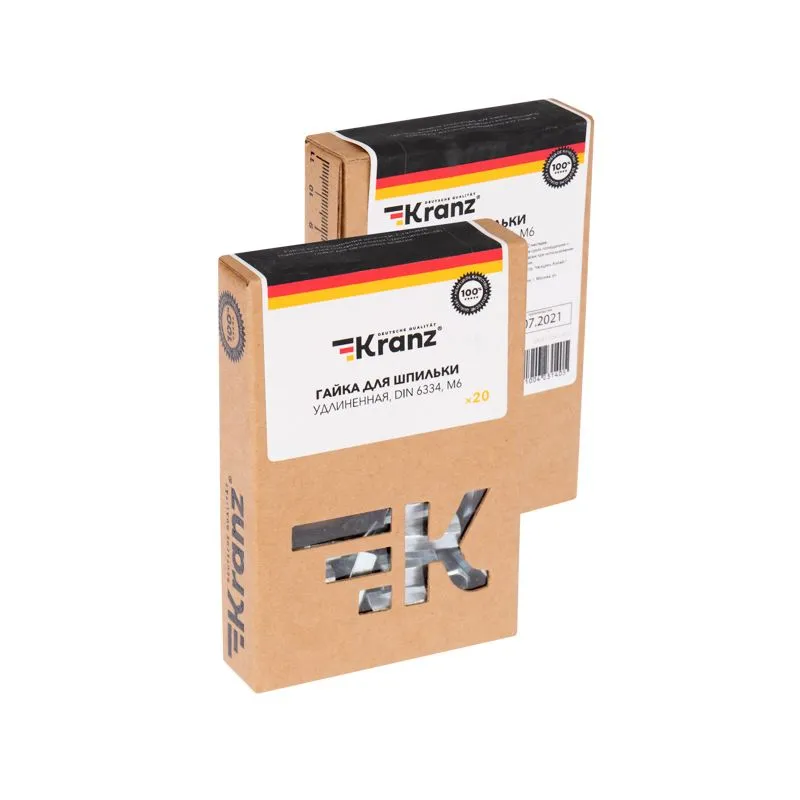 Гайка для шпильки удлиненная М6, 1.0х10х18, короб (20 шт/уп) KRANZ - Фото 3