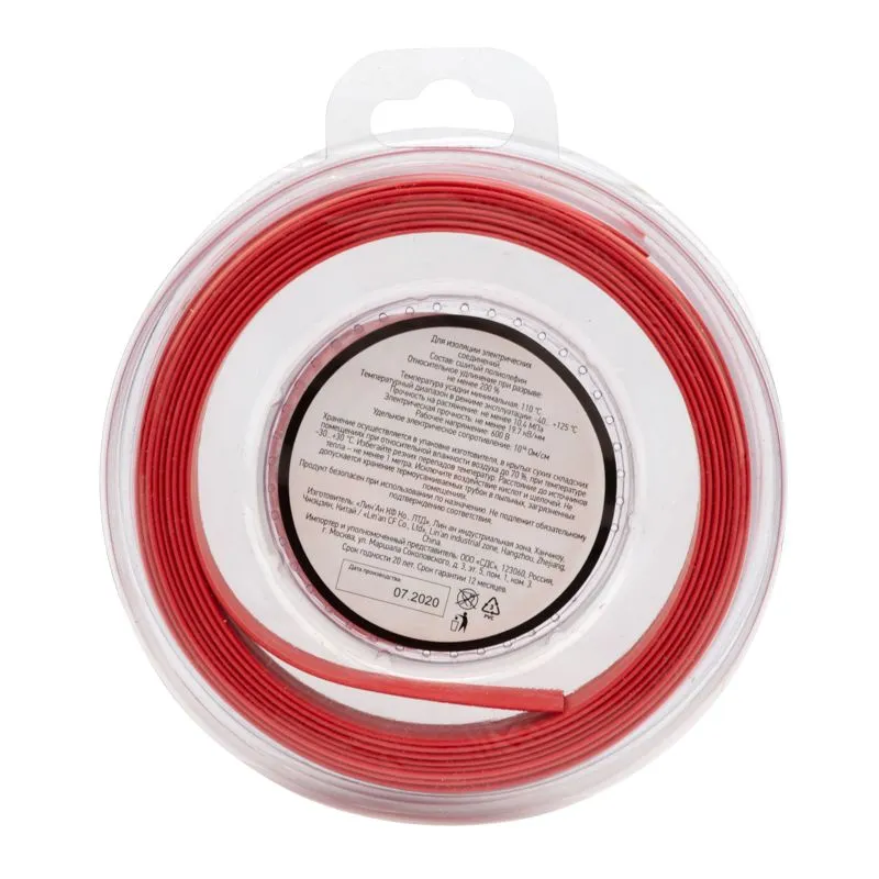 Трубка термоусаживаемая ТУТ нг 10,0/5,0мм, красная, ролик 2,44м REXANT - Фото 3