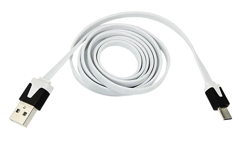 Кабель USB-A – micro USB, 2,4А, 1м, белый, плоский REXANT 18-4274