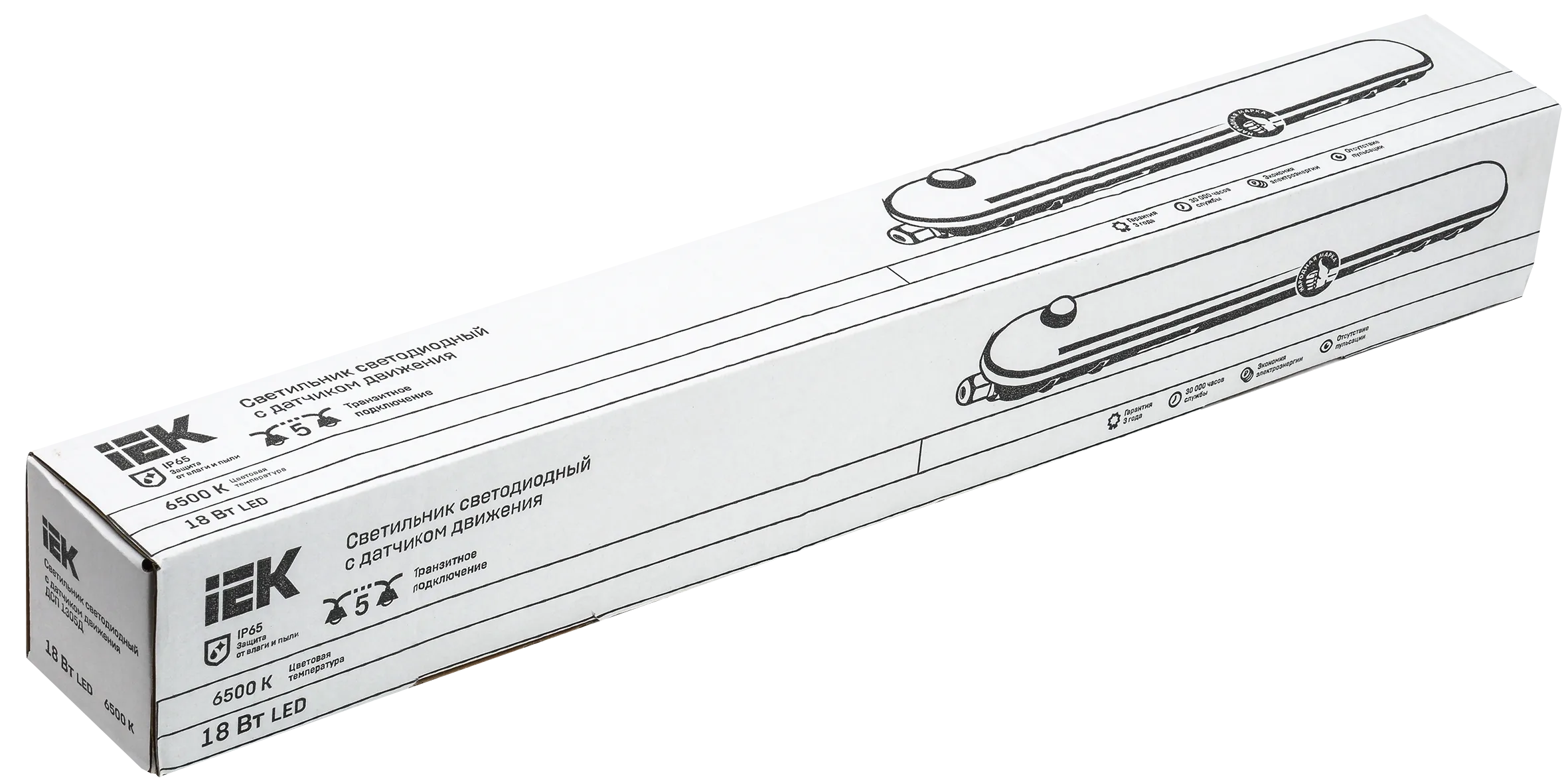 Светильник светодиодный ДСП 1305Д 18Вт 6500К IP65 600мм серый пластиковый с инфракрасным датчиком движения IEK - Фото 2