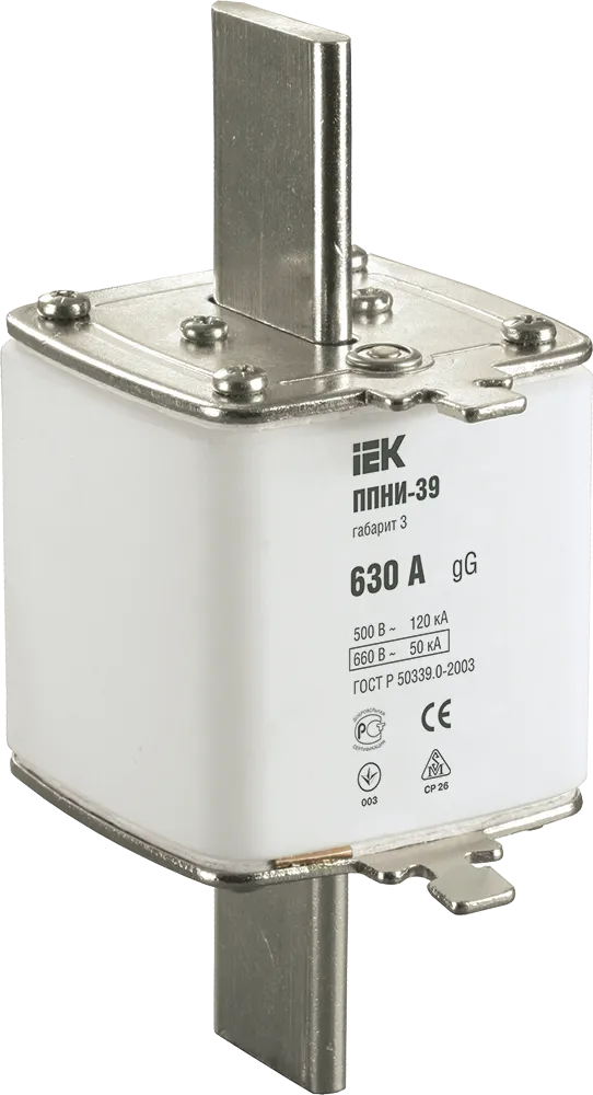 Плавкая вставка предохранителя ППНИ-39 габарит 3 630А IEK DPP50-630