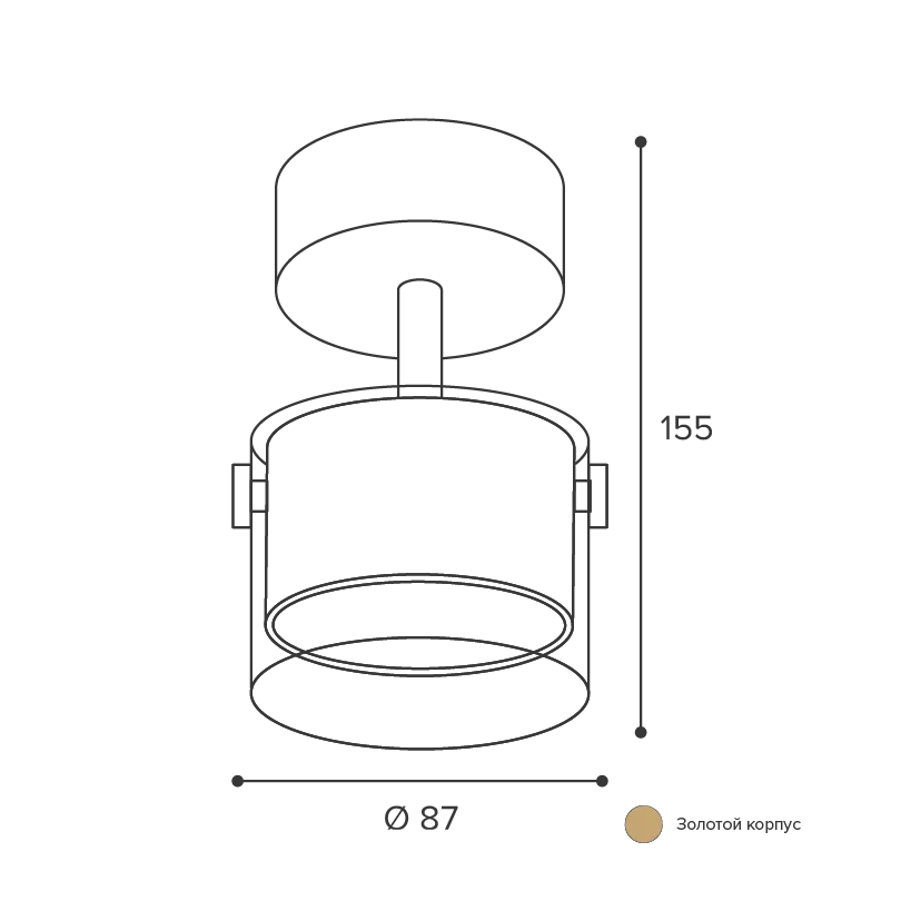Накладной светильник WOLTA WSL-GX53/S07G IP20 под лампу GX53 Золото ORO D87x155 1/50 - Фото 2