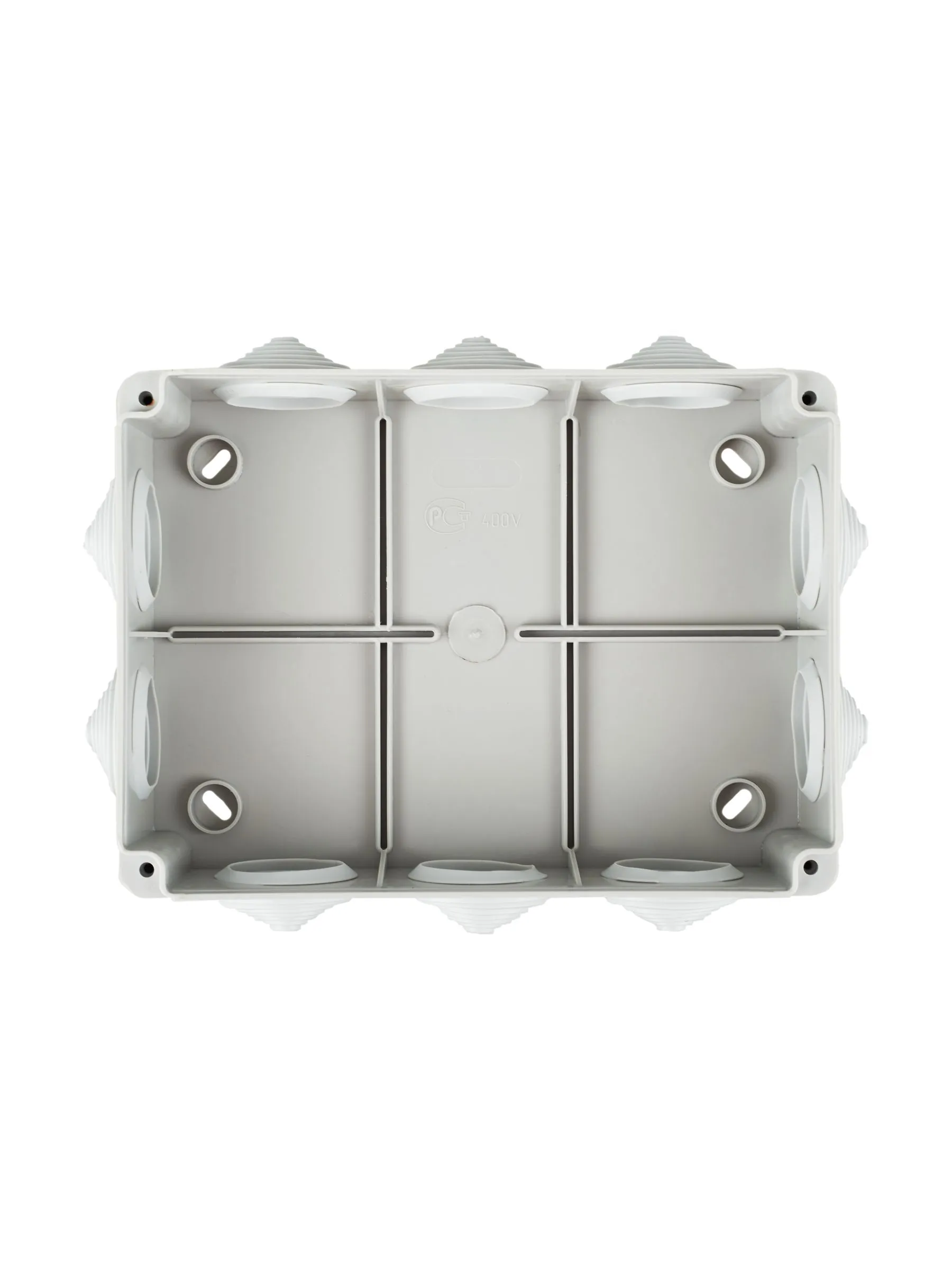 Коробка распаячная КМ41242 для открытой проводки безгалогенная (HF) 150х110х70мм IP55 10 гермовводов серая IEK - Фото 3