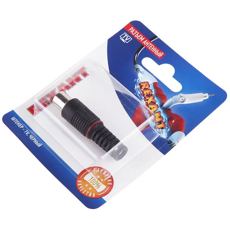 Разъем антенный на кабель, (штекер-TV), черный, (1шт) REXANT - Фото 2