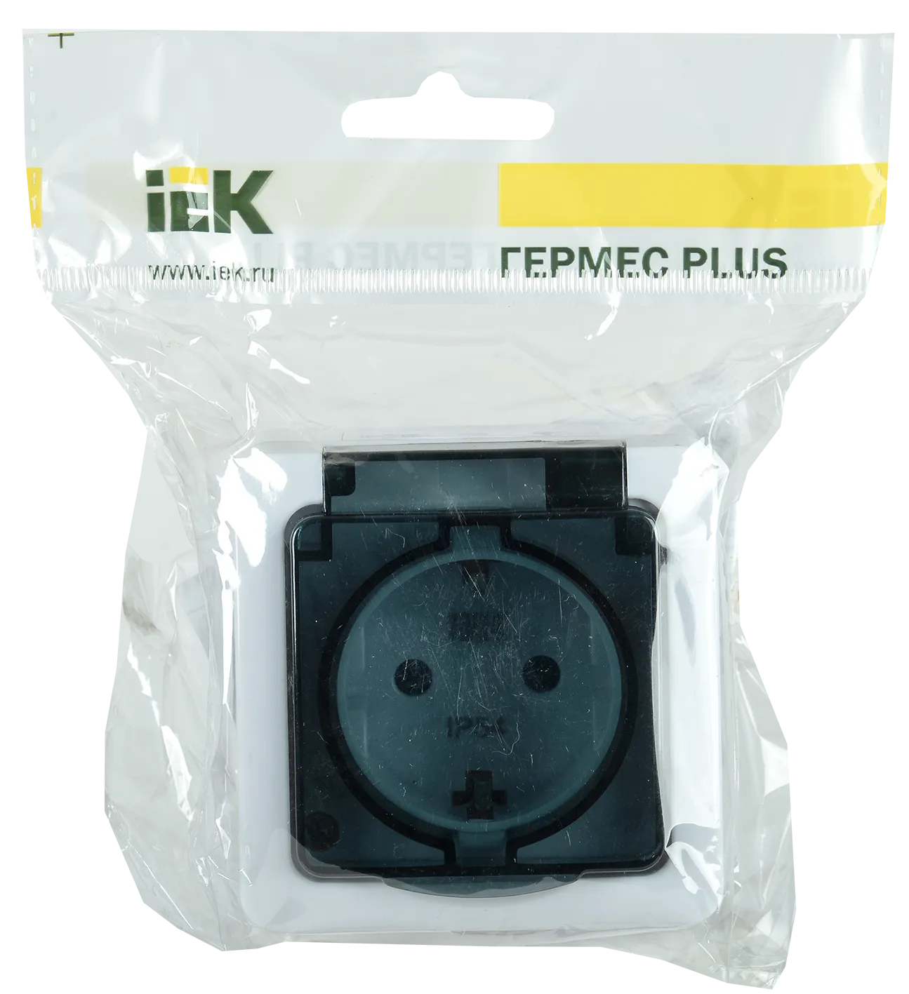 Розетка 1-местная для открытой установки РСб20-3-ГПБд с заземляющим контактом IP54 ГЕРМЕС PLUS (цвет крышки:дымчатый) IEK - Фото 2