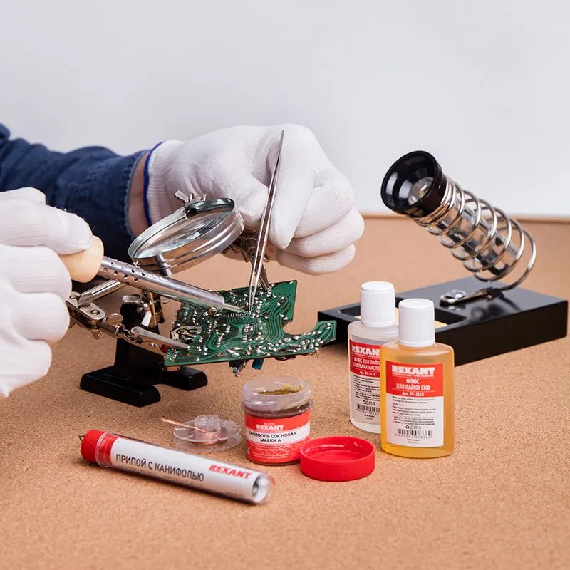 Набор К1 для пайки, универсальный (припой, флюс ПК, флюс СКФ, канифоль, медная оплетка) REXANT - Фото 2