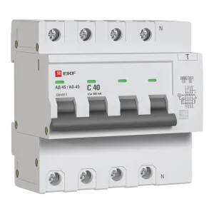 Диф. автомат 4Р S 40А 300мА тип АС х-ка C эл. 270В 6кА АД-4 EKF DA4-6-40-300S-pro