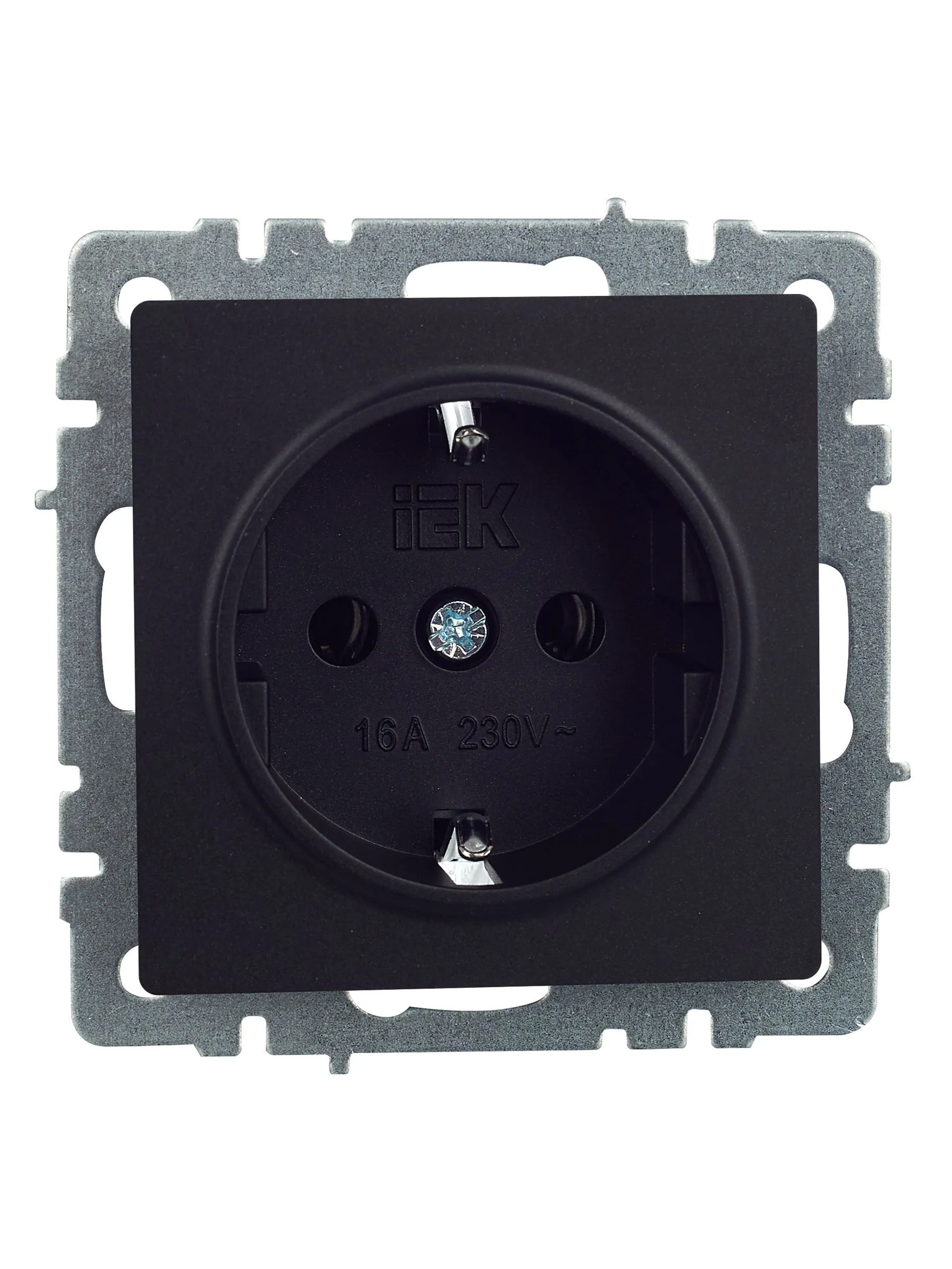 BRITE Розетка 1-местная с заземлением без защитных шторок 16А РС11-1-0-БрЧ черный IEK - Фото 8