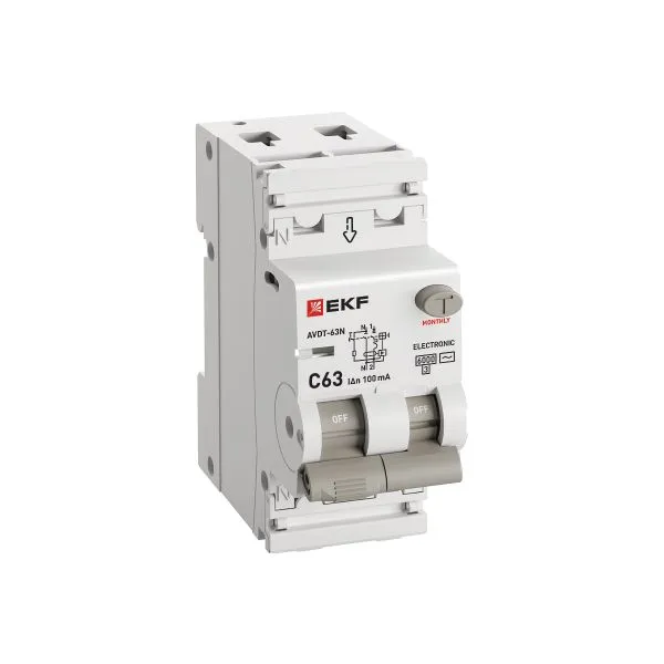 Диф. автомат АВДТ-63N 1P+N 63А (C) 100мА (AC) эл 6кА PROXIMA EKF - Фото 2