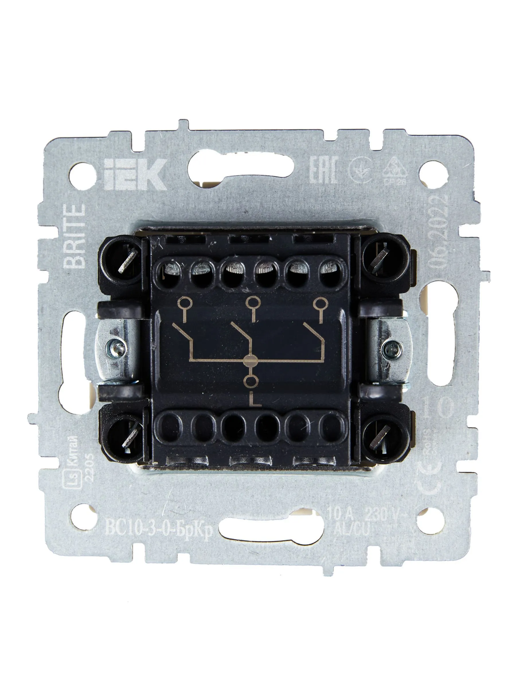 BRITE Выключатель 3-клавишный 10А ВС10-3-0-БрКр бежевый IEK - Фото 7