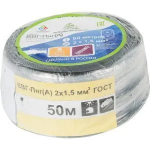 Кабель ВВГ-Пнг(А) 2х1.5 ок (N) 0.66кВ (бухта 50м) (шт) АЛЬФАКАБЕЛЬ 45976 291954