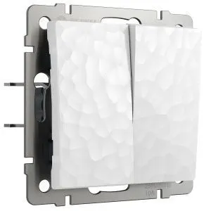 Выключатель двухклавишный (hammer белый) Werkel W1220001