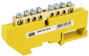 Шина PE "земля" на DIN-изол ШНИ-6х9-8-Д-Ж IEK YNN10-69-8D-K05