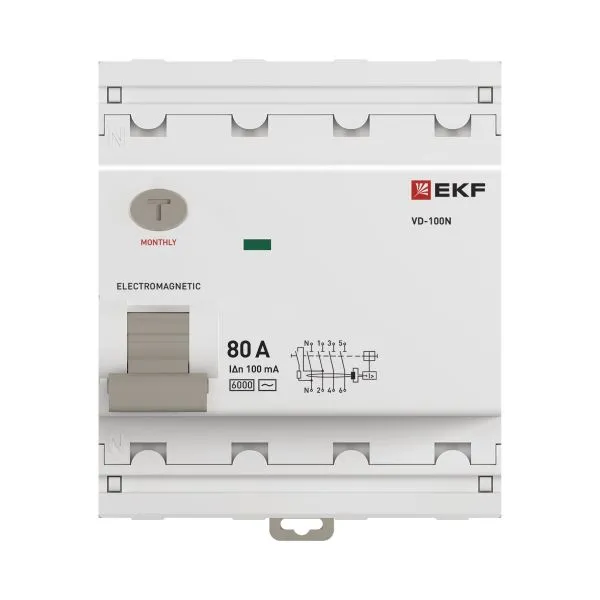 ВДТ ВД-100N 4P 80А 100мА AC эл-мех 6кА PROXIMA EKF - Фото 4