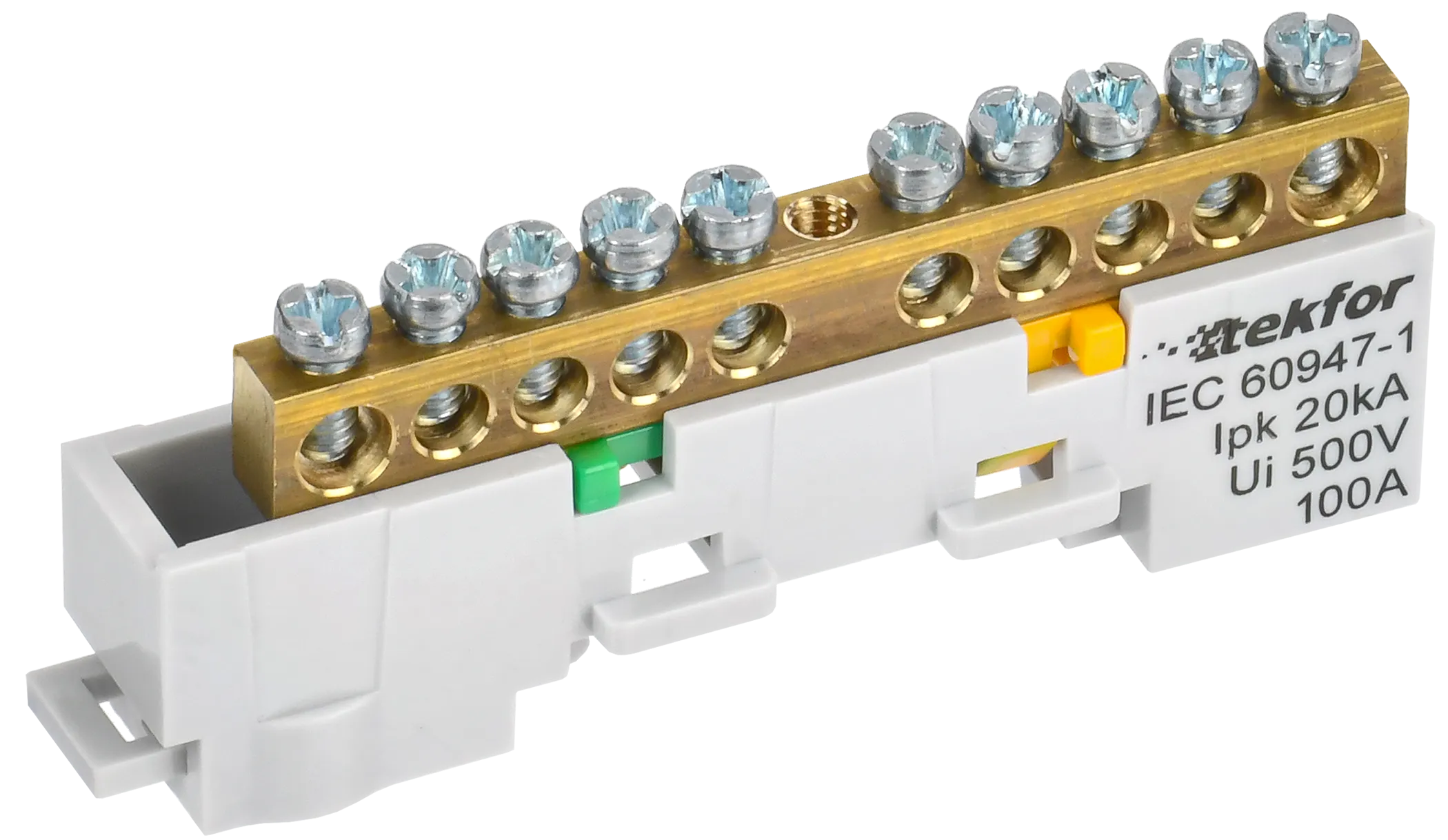 TEKFOR Шина PE "земля" неизолированная на универсальном держателе 6х9-10-Ж IEK