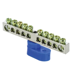 Шина "0" N (6x9мм) 10 отв. цинк синий угловой изолятор EKF sn1-63-10-1