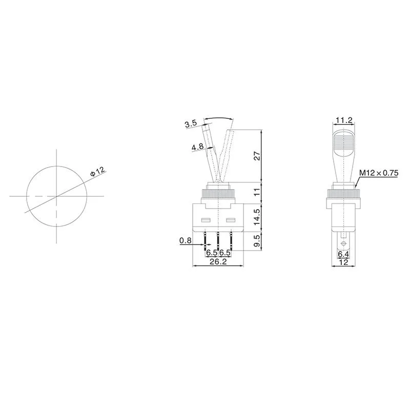 Тумблер 12V 20А (3c) ON-OFF однополюсный  с красной подсветкой  (ASW-13D)  REXANT (в упак. 1шт.) - Фото 5
