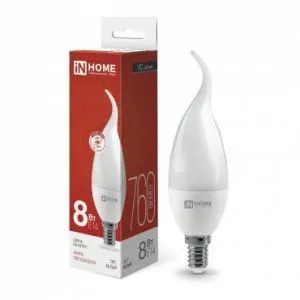 Лампа светодиодная LED-СВЕЧА НА ВЕТРУ-VC 8Вт свеча на ветру 4000К нейтр. бел. E14 760лм 230В IN HOME 557770