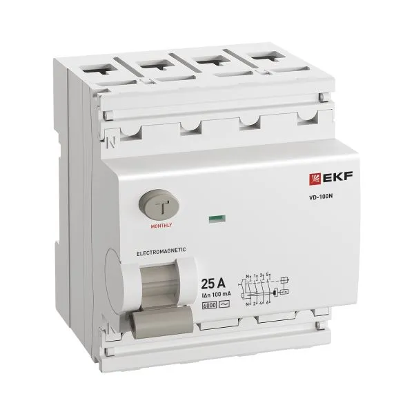 ВДТ ВД-100N 4P 25А 100мА AC эл-мех 6кА PROXIMA EKF - Фото 2