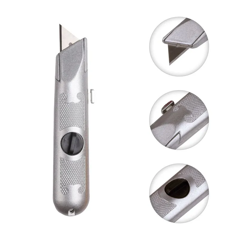 Нож с трапециевидным выдвижным лезвием, винтовой фиксатор лезвия REXANT - Фото 3