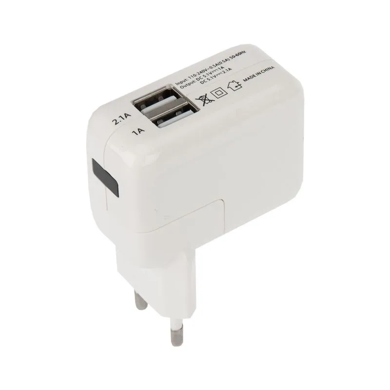 Сетевое зарядное устройство 2xUSB,  переходник+адаптер (СЗУ) (5 V, 2100 mA+1000 mA) REXANT