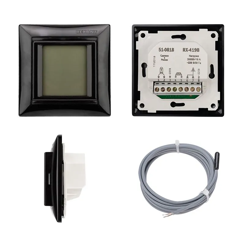 Терморегулятор сенсорный RX-419B черный (совместим с Legrand серии Valena) REXANT - Фото 2