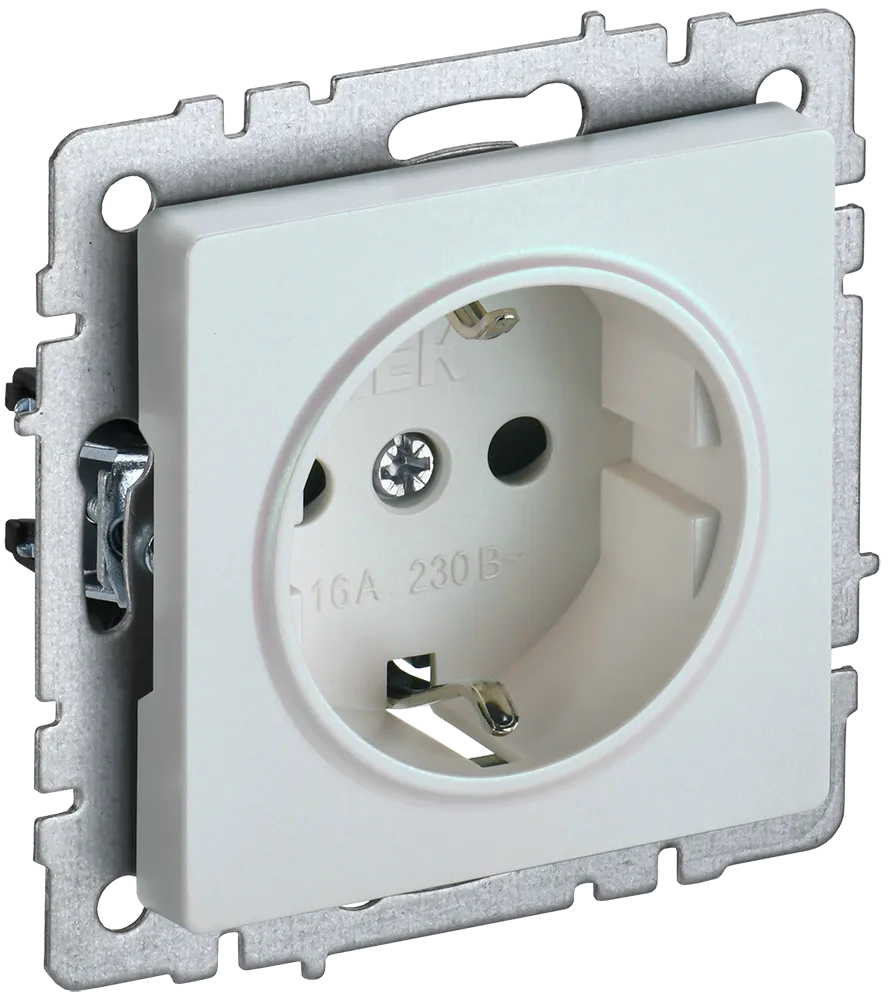 BRITE Розетка 1-местная с заземлением без защитных шторок 16А РС11-1-0-БрЖ жемчуг IEK