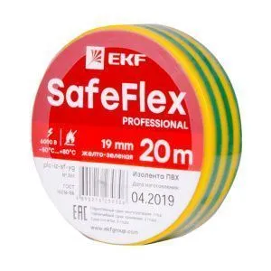 Изолента ПВХ желто-зеленая 19мм 20м серии SafeFlex plc-iz-sf-yg