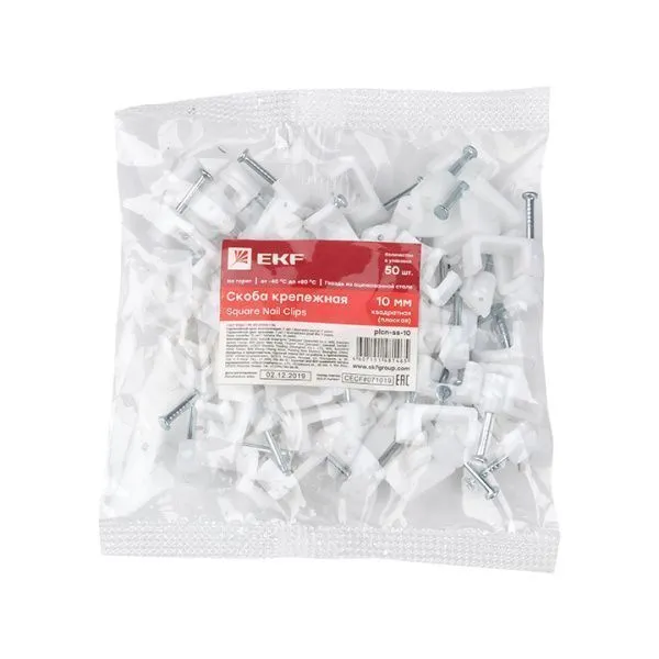 Скоба крепежная квадратная (плоская) (10мм.) (50шт.) EKF - Фото 3