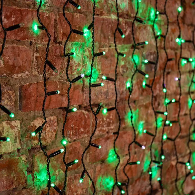 Гирлянда светодиодная Занавес 2х1,5м 360 LED ЗЕЛЕНЫЙ черный ПВХ IP65 эффект мерцания 230 В блок в комплекте NEON-NIGHT 235-236
